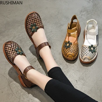 RUSHIMANA 2019 Summer leather flower female sandals non-slip beef tendons soft bottom magic paste hollow mother shoes size 35-41
RUSHIMANA 2019 Summer leather flower female sandals non-slip beef tendons soft bottom magic paste hollow mother shoes size 35-41