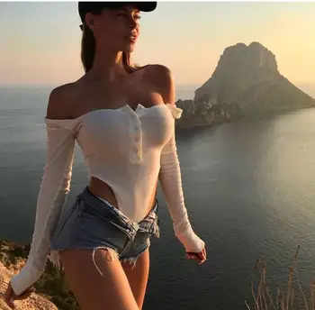 Hot cotton slash neck sexy button long sleeve black solid bodycon bodysuit summer atutmn women fashion body
Hot cotton slash neck sexy button long sleeve black solid bodycon bodysuit summer atutmn women fashion body