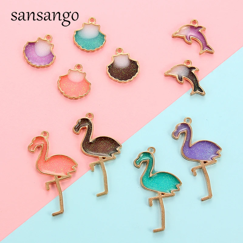 10pcs Multi-Color Alloy Flamingo Dolphin Shell Enamel Charms Lovely Handmade Jewelry For Necklace Bracelet Pendant
10pcs Multi-Color Alloy Flamingo Dolphin Shell Enamel Charms Lovely Handmade Jewelry For Necklace Bracelet Pendant