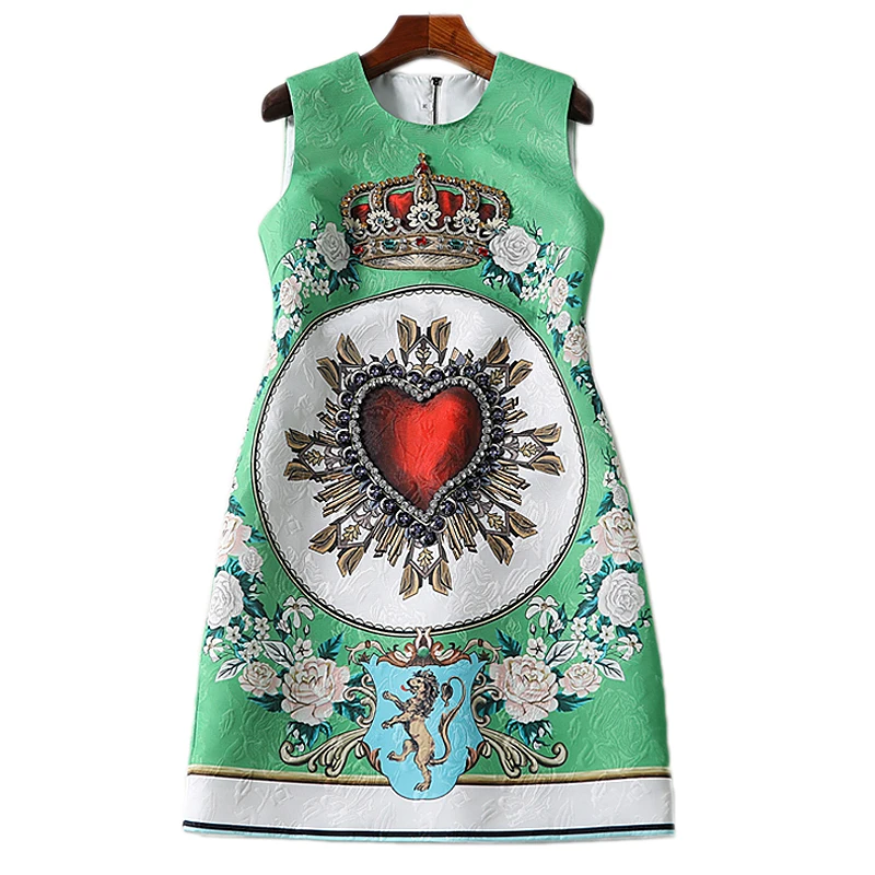 XF 2018 High Quality Spring Fashion Designer Runway Summer Dress Bohemian Vest Heart-Shaped Crown Jacquard Print Dress
XF 2018 High Quality Spring Fashion Designer Runway Summer Dress Bohemian Vest Heart-Shaped Crown Jacquard Print Dress