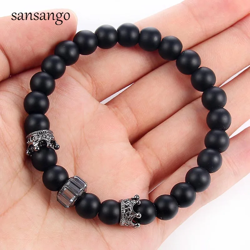 Simple Casual Black Alloy Crown Charms Frosted Stone Beaded Bracelets Adjustable For Women Men New Trendy Party Cuff Bangle Gift
Simple Casual Black Alloy Crown Charms Frosted Stone Beaded Bracelets Adjustable For Women Men New Trendy Party Cuff Bangle Gift