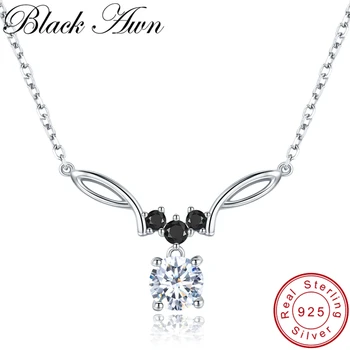 

[BLACK AWN] Trendy 925 Sterling Silver Necklace for Women Wing Necklaces Pendants Girl's Sterling Silver Jewelry K025