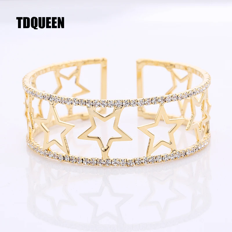 TDQUEEN Cuff Bangle For Woman Golden Plated Star Crystal Rhinestone Fashion Wide Wristband Party Opening Arm Bracelet Jewelry
TDQUEEN Cuff Bangle For Woman Golden Plated Star Crystal Rhinestone Fashion Wide Wristband Party Opening Arm Bracelet Jewelry