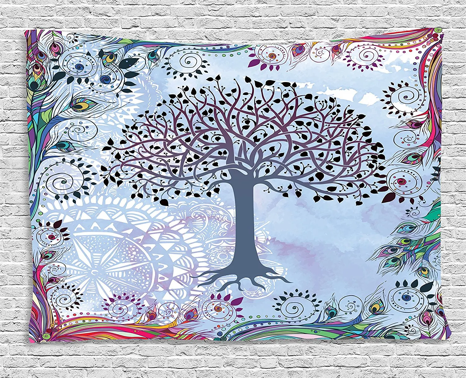 Nature Tapestry Decor Cute Tree of Life Motif with Peacock Feathers Tribal Vintage Primitive Nature Wall Hanging for Dorm
Nature Tapestry Decor Cute Tree of Life Motif with Peacock Feathers Tribal Vintage Primitive Nature Wall Hanging for Dorm