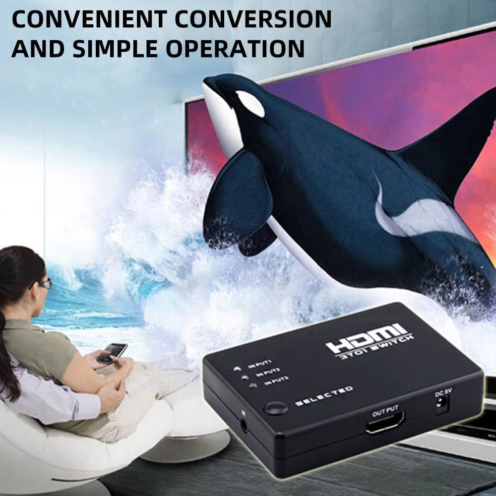 FDBRO New Remote HDMI Switcher 3 In 1 Out Port HDMI Switch Switcher HDMI Splitter for PS3 360 Xbox HDTV DVD IR Remote Controller
FDBRO New Remote HDMI Switcher 3 In 1 Out Port HDMI Switch Switcher HDMI Splitter for PS3 360 Xbox HDTV DVD IR Remote Controller