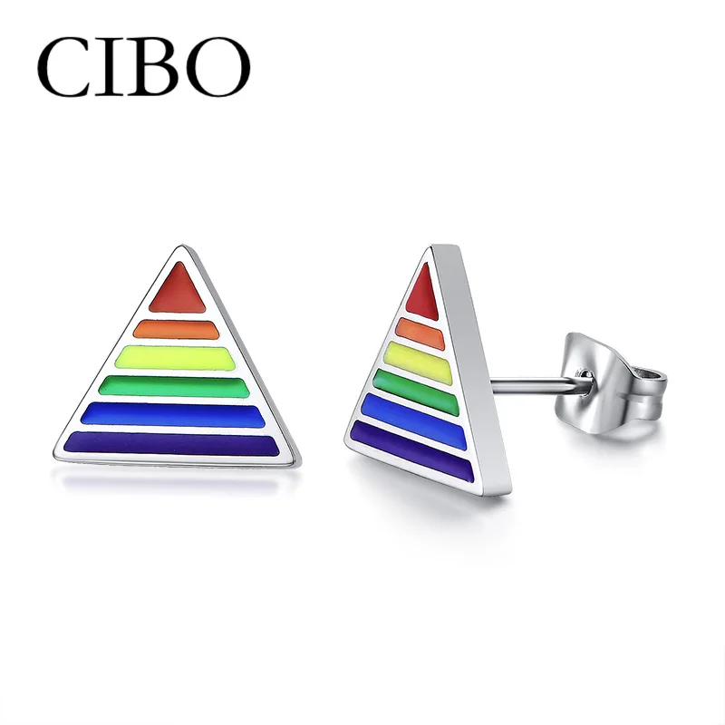 Rainbow color triangle earrings ladies men's stainless steel proud stud earrings for women fashion jewelry accessories
Rainbow color triangle earrings ladies men's stainless steel proud stud earrings for women fashion jewelry accessories