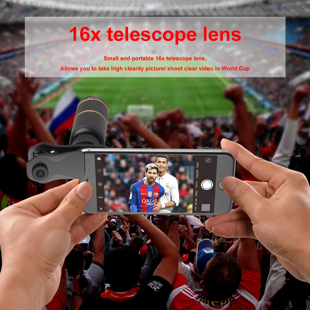 APEXEL Phone Camera Lens Kit universal Metal 16x Telescope telephoto lens+selfie tripod+ 3 in 1 lens for Samsung iPhone and Android 7 5
