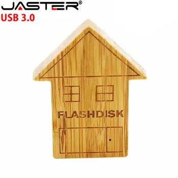 

JASTER USB 3.0 wooden house Pendrive houten USB Flash Drive Memory Stick usb flash drives 4gb 8gb 16gb 32gb LOGO engrave