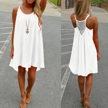 New Summer Mini Dress Hollow Out Strap Dress Womens Holiday Chiffon Beach Boho Wear Ladies Swing Sundress Sexy Loose Plus Size
New Summer Mini Dress Hollow Out Strap Dress Womens Holiday Chiffon Beach Boho Wear Ladies Swing Sundress Sexy Loose Plus Size