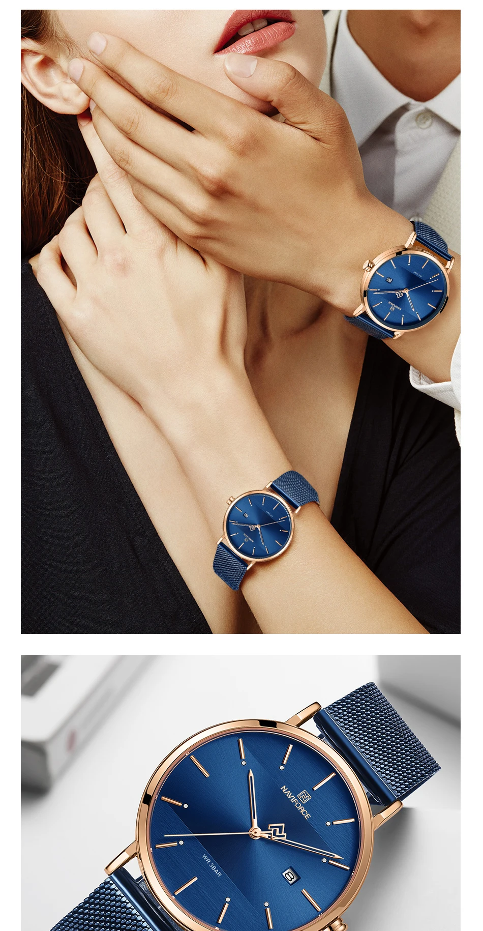 NAVIFORCE Mesh steel Couple Watch