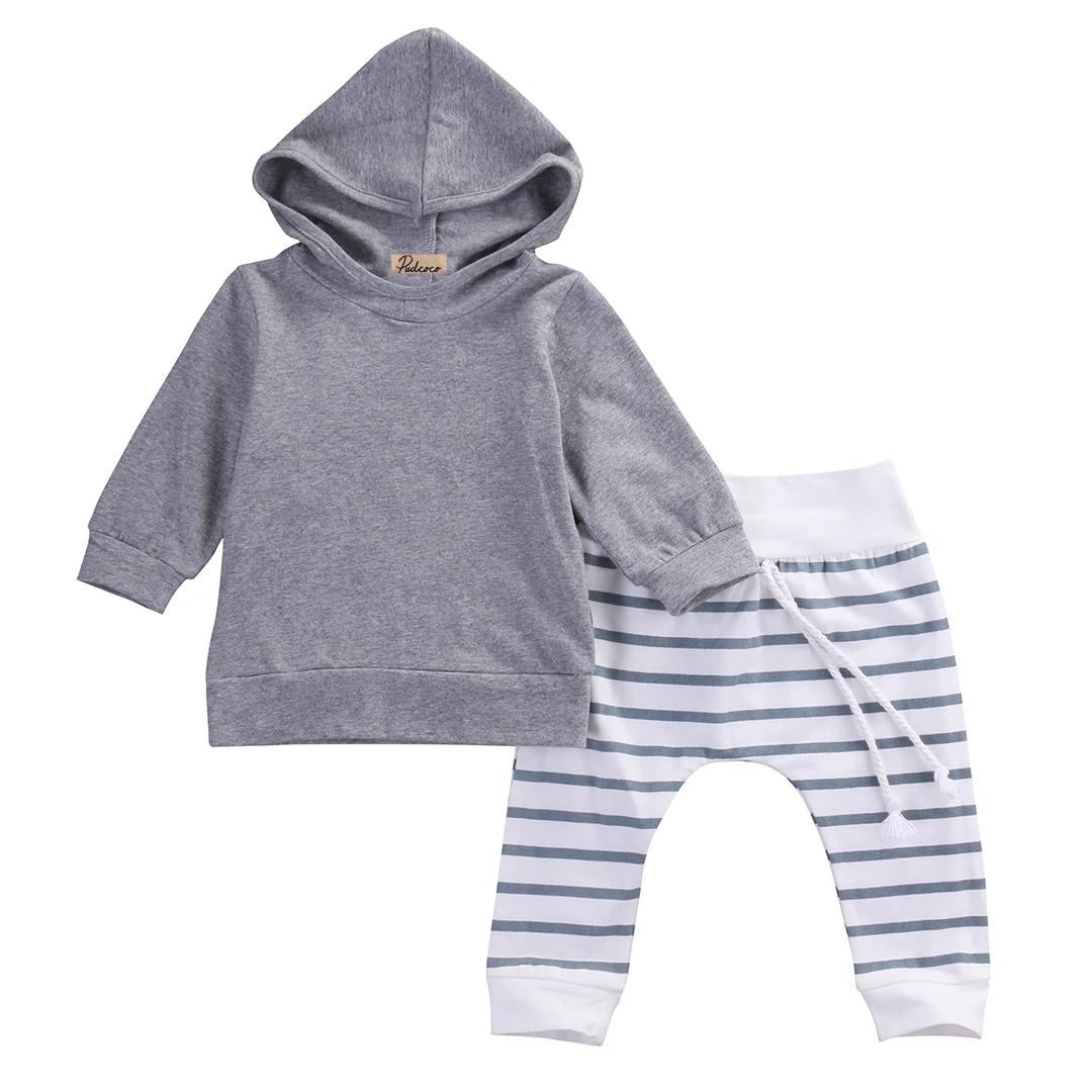 2PCS Fashion Newborn Baby Girls Boys Long Sleeve Hooded Sweatshirt Tops+Striped Pant Set Clothes Baby Outfits
2PCS Fashion Newborn Baby Girls Boys Long Sleeve Hooded Sweatshirt Tops+Striped Pant Set Clothes Baby Outfits