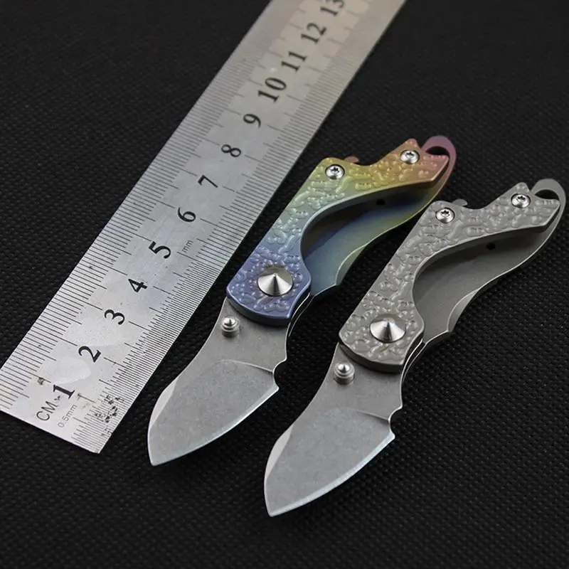 58-60HRC D2 blade TC4 Titanium handle folding knife Mini key chain pocket knife EDC pocket knife outdoor camping Survival tool
58-60HRC D2 blade TC4 Titanium handle folding knife Mini key chain pocket knife EDC pocket knife outdoor camping Survival tool