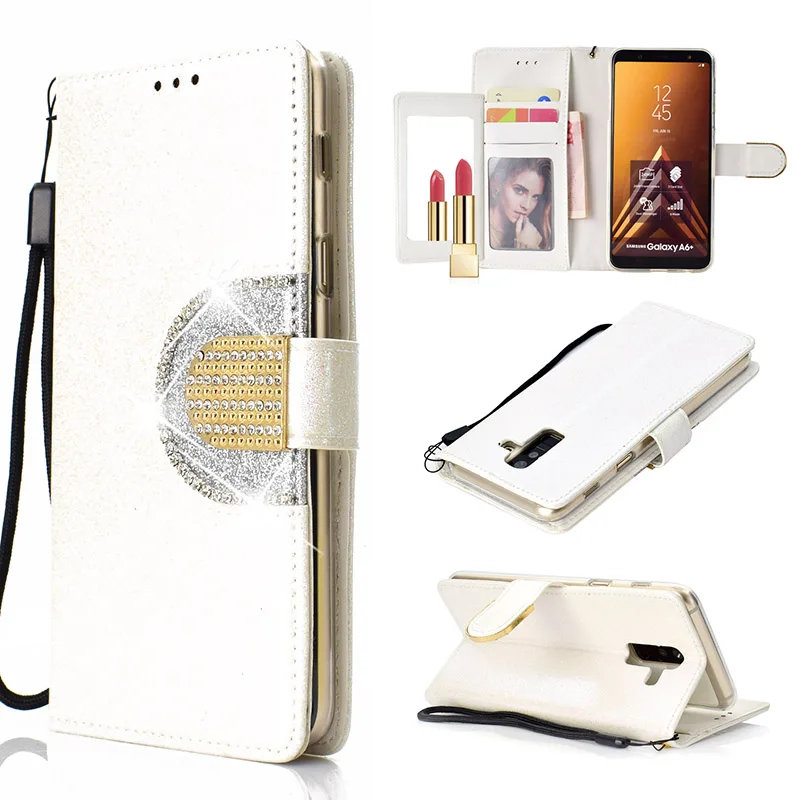 KEFO Bling Glitter Wallet Case For Samsung Galaxy A6 A8 Plus 2018 Diamond Flip Mirror Cover For amsung Galaxy A3 A5 2016 2017 (4)