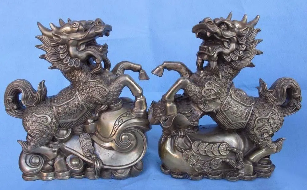10 China Royal Brass Feng Shui Lucky Wealth Coin YuanBao Purse Kilin Kylin Pair
10 China Royal Brass Feng Shui Lucky Wealth Coin YuanBao Purse Kilin Kylin Pair