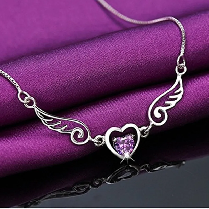 Dream Angels Wings Love Heart Necklace Female Birthday Gift 2 Colors 925 Silver Necklace Purple
Dream Angels Wings Love Heart Necklace Female Birthday Gift 2 Colors 925 Silver Necklace Purple