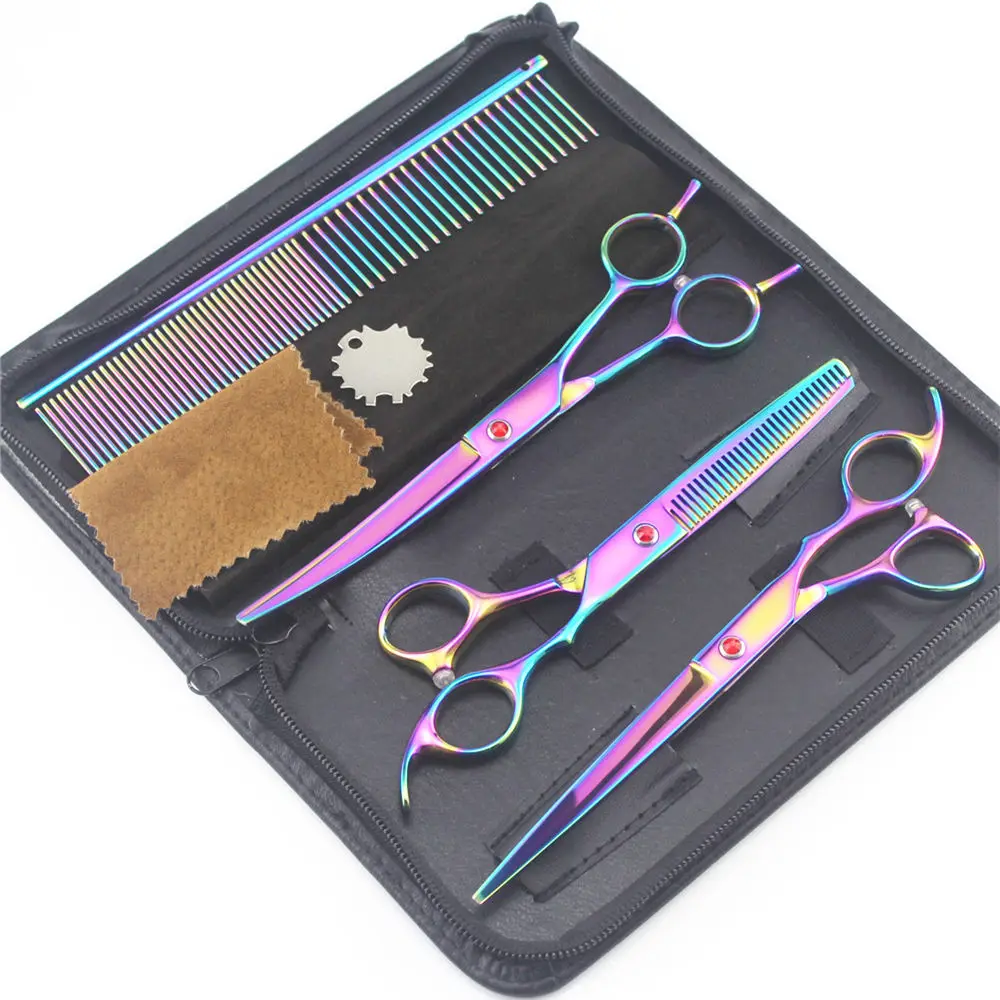 7 inch Professional Pet Grooming Scissors Set Straight & Thinning & Curved Scissors 3pc/set for Dog grooming Hair Cutting Shears
7 inch Professional Pet Grooming Scissors Set Straight & Thinning & Curved Scissors 3pc/set for Dog grooming Hair Cutting Shears
