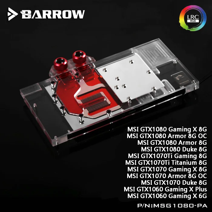 Barrow BS-MSG1080-PA LRC RGB v1/v2 Full Cover Graphics Card Water Cooling Block for MSI GTX1080/1070Ti/1070/1060
Barrow BS-MSG1080-PA LRC RGB v1/v2 Full Cover Graphics Card Water Cooling Block for MSI GTX1080/1070Ti/1070/1060