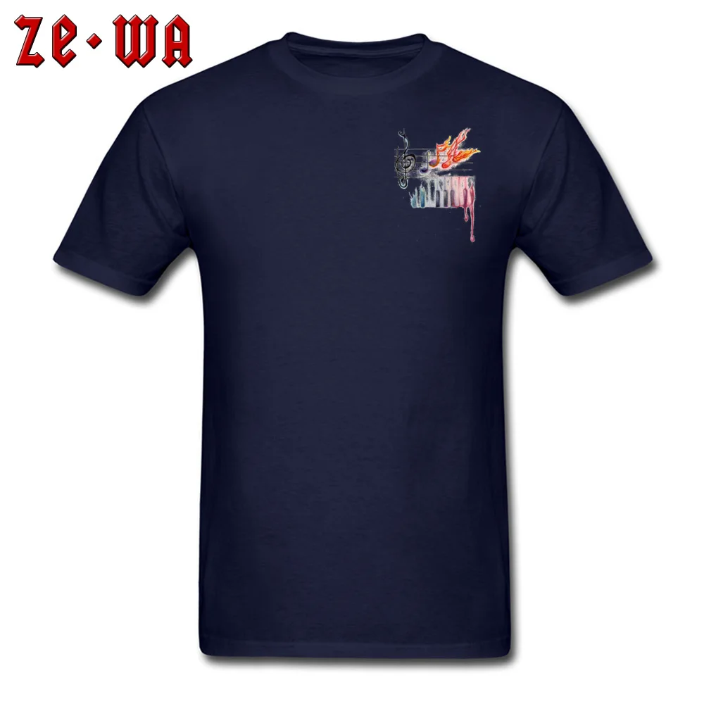 Men Designer Tops T Shirt Crewneck Father Day 100% Cotton Tshirts Funny Short Sleeve art music drawing musical note Tops T Shirt art music drawing musical note Chest navy