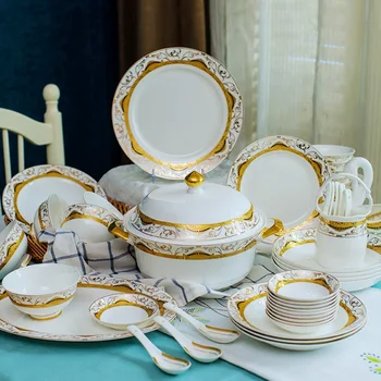60pieces Ceramic tableware set bowl Jingdezhen bone china tableware bowl dish European style household
60pieces Ceramic tableware set bowl Jingdezhen bone china tableware bowl dish European style household