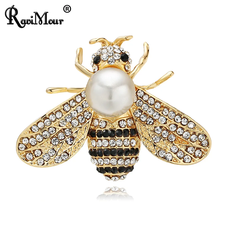 RAVIMOUR Insect Bee Brooches for Women Fashion Small Animal Created Pearl Rhinestones Enamel Broches Pins Gifts Accessories 2018
RAVIMOUR Insect Bee Brooches for Women Fashion Small Animal Created Pearl Rhinestones Enamel Broches Pins Gifts Accessories 2018