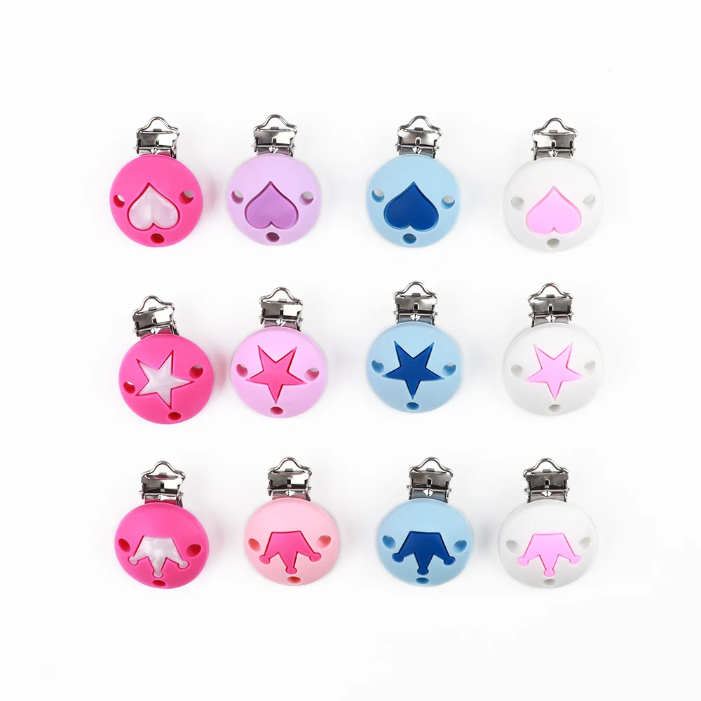 TYRY.HU 1Pcs Baby Teether Pacifier Clip Crown Heart Stars Pattern Making Baby Teething Pacifier Chain Food Grade Silicone beads
TYRY.HU 1Pcs Baby Teether Pacifier Clip Crown Heart Stars Pattern Making Baby Teething Pacifier Chain Food Grade Silicone beads