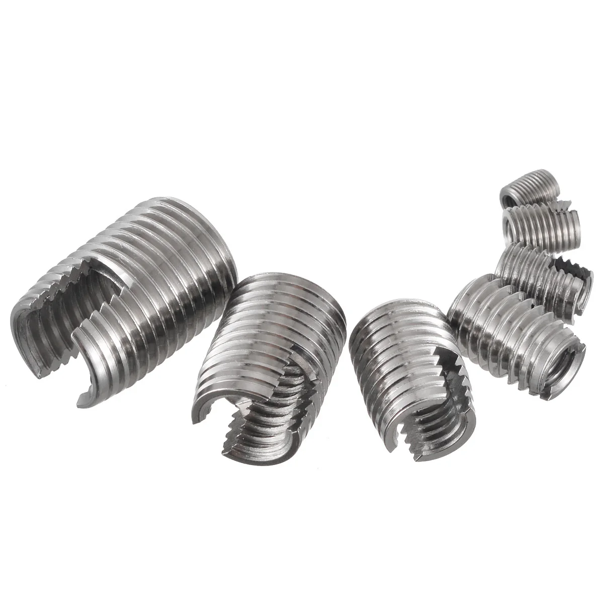 50Pcs/Set Silver Stainless Steel Thread Repair Insert Kit M3 M4 M5 M6 M8 M10 M12 Slotted Wire Thread Repair Insert