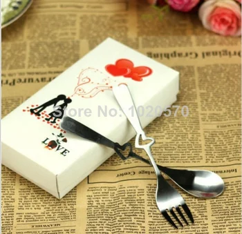 100sets/lot LOVE theme Heart shaped handle stainless steel spoon and fork set Wedding Favor Guest Gift Free shipping
100sets/lot LOVE theme Heart shaped handle stainless steel spoon and fork set Wedding Favor Guest Gift Free shipping