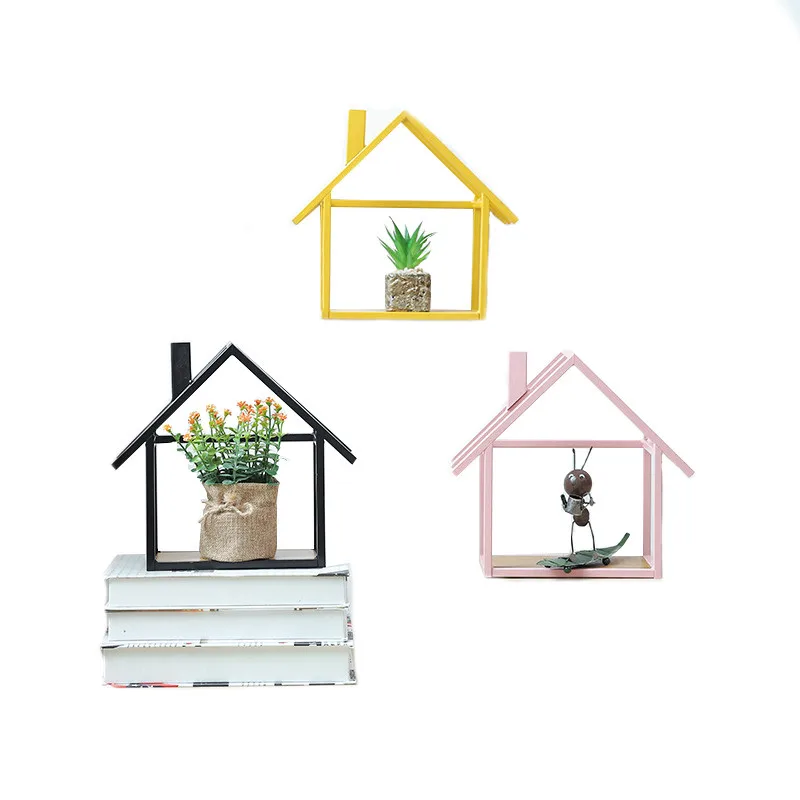 Фото Home Decor Hanging Decorative Storage Box Case Iron Holder Wall Flower Pot House Pattern Racks Holders | Дом и сад