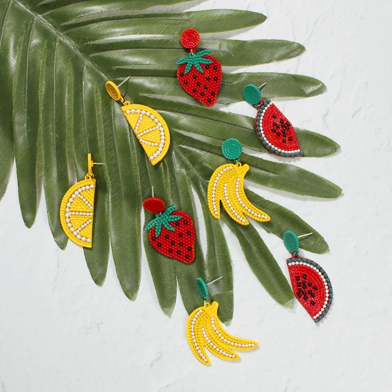 Solememo Cute Beads Fruit Earrings For Women Girls Strawberry Lemon Banana Watermelon Drop Earrings Jewelry Gift Wholesale E5857
Solememo Cute Beads Fruit Earrings For Women Girls Strawberry Lemon Banana Watermelon Drop Earrings Jewelry Gift Wholesale E5857