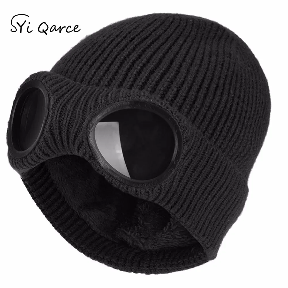 

SYi Qarce HOT SELL Solid Colors Winter Knitted Caps Skullies Beanies Cap for Women Men's Double Removable Glasses Cap NM137-39