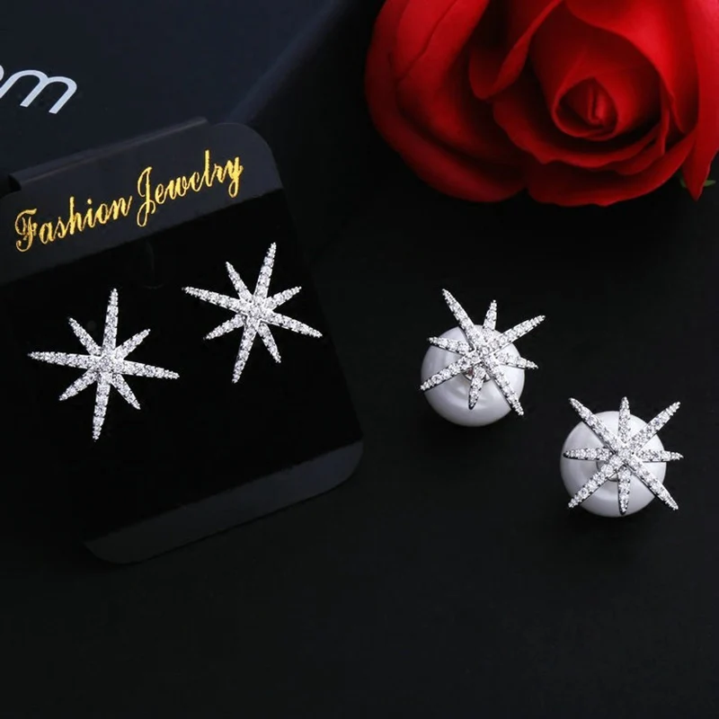 LuxJuly Korean Style Eight Pointed Star with Pearl Double-Sided S925 Sterling Silver Needle Office Lady Classic Earrings
LuxJuly Korean Style Eight Pointed Star with Pearl Double-Sided S925 Sterling Silver Needle Office Lady Classic Earrings