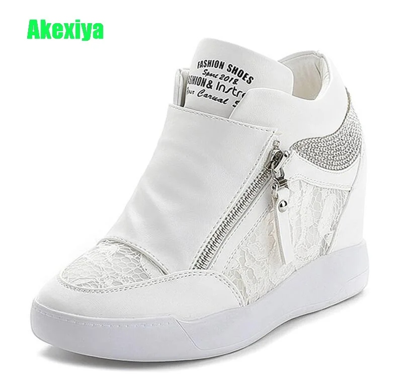 Akexiya Summer 2019 Rhinestone Lace High Top Women White Wedge Sneakers Woman New Hidden Heels Casual Shoes Side Zipper Shoes
Akexiya Summer 2019 Rhinestone Lace High Top Women White Wedge Sneakers Woman New Hidden Heels Casual Shoes Side Zipper Shoes