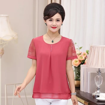 NIFULLAN Summer Women Lace Short Sleeve T Shirt Tops 5XL Plus Size Mother Clothes Button O-neck Chiffon Tee Shirt Femme
NIFULLAN Summer Women Lace Short Sleeve T Shirt Tops 5XL Plus Size Mother Clothes Button O-neck Chiffon Tee Shirt Femme
