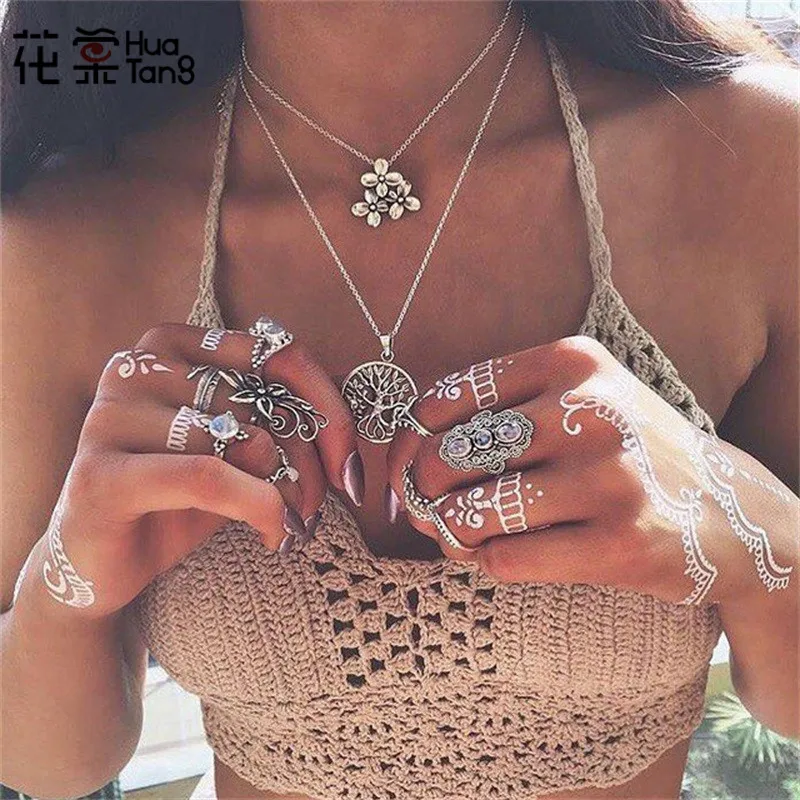 HuaTang Bohemain Antique Silver Chain Necklace for Women Lifetree Pendant Chain Charms Layered Necklace Jewelry Statement 4612
HuaTang Bohemain Antique Silver Chain Necklace for Women Lifetree Pendant Chain Charms Layered Necklace Jewelry Statement 4612