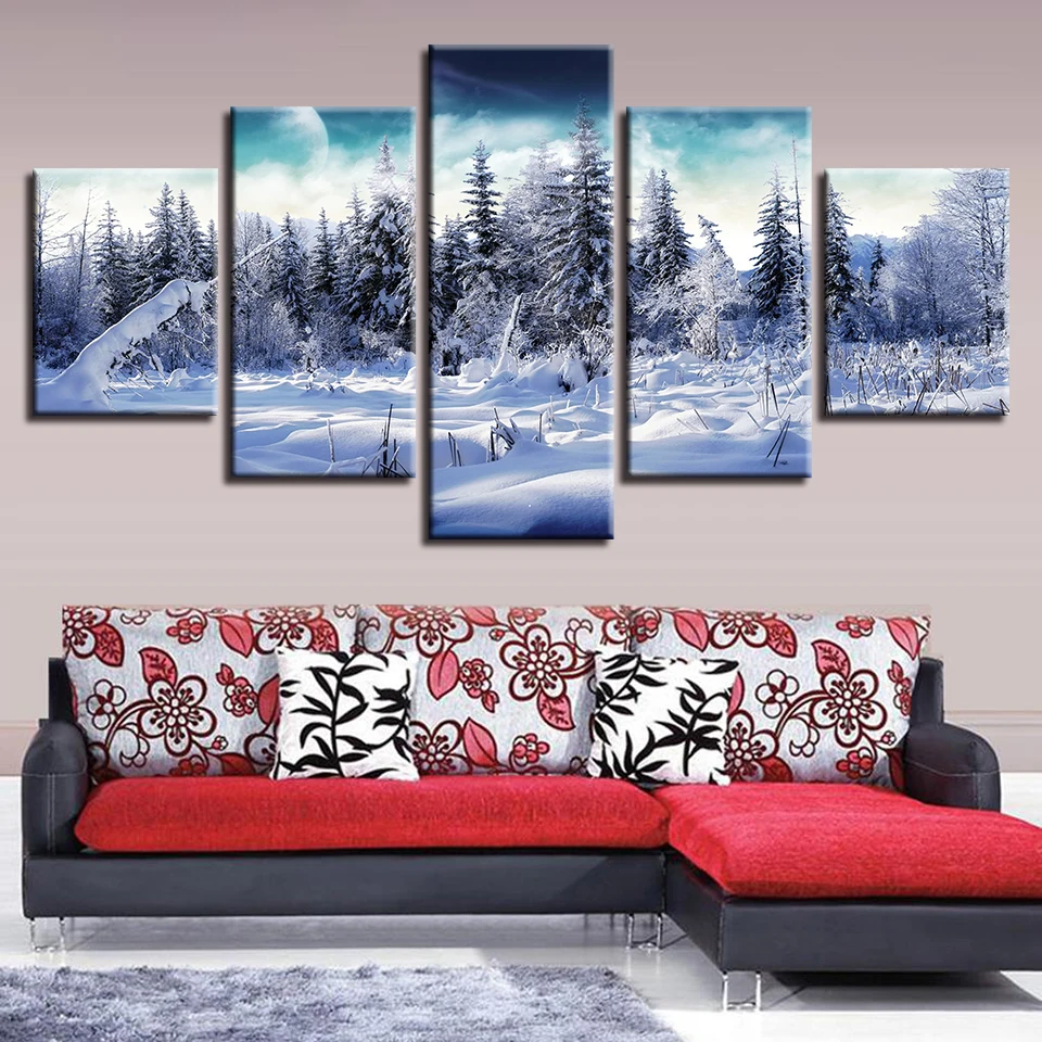 Canvas Pictures Living Room Decor 5 Pieces Winter Snow Forest Trees Painting HD Prints Natural Poster Modular Wall Art Framework
Canvas Pictures Living Room Decor 5 Pieces Winter Snow Forest Trees Painting HD Prints Natural Poster Modular Wall Art Framework