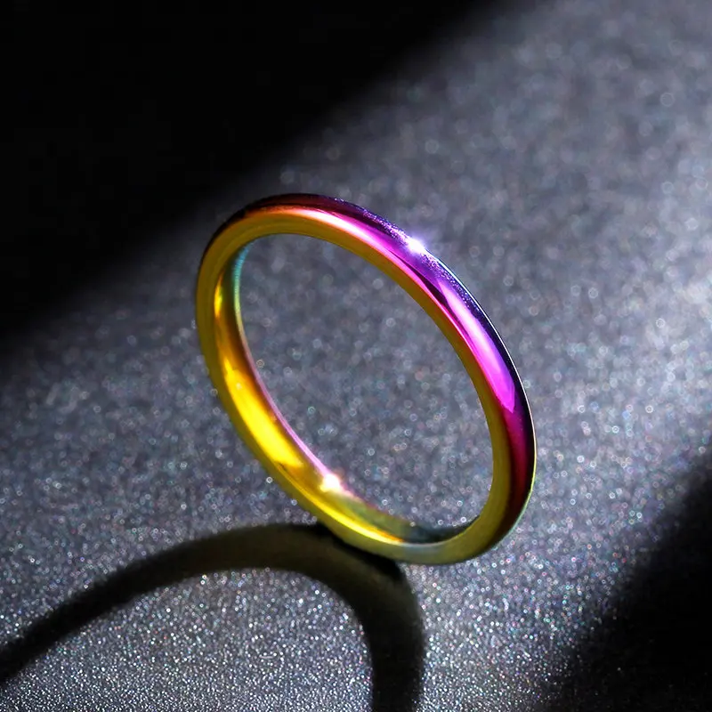 Мужское и женское кольцо из нержавеющей стали MANGOSKY 2 мм Rainbow 316 | Украшения