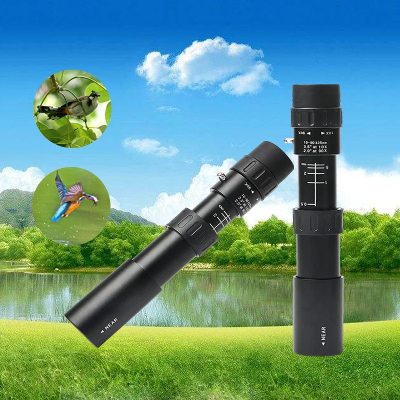 Telescope HD 10-90X25 Zoom Single Tube Monocular Telescope For Outdoor Hunting Camping Hiking With Phone Clip Tripod
Telescope HD 10-90X25 Zoom Single Tube Monocular Telescope For Outdoor Hunting Camping Hiking With Phone Clip Tripod
