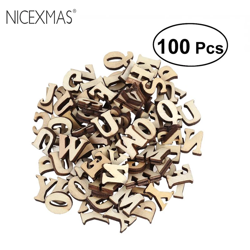 

NICEXMAS 100PCS Unfinished Wooden Capital Letters Alphabet Wood Cutout Discs For Patchwork Scrap booking Arts Crafts
