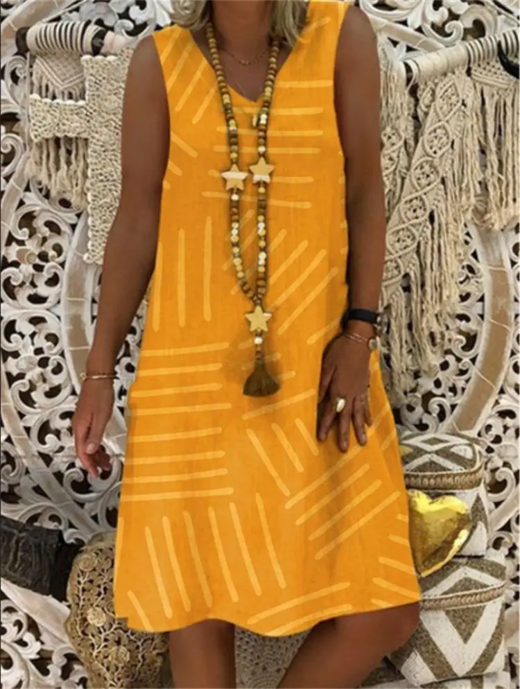 Women's Loose Dress Printed Sleeveless Round Neck Dress Loose Tank Top Vest Beach Dress
Women's Loose Dress Printed Sleeveless Round Neck Dress Loose Tank Top Vest Beach Dress