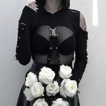 Balck Short Hoodies Womens Sexy Hollow Out Hoodies Bandage Metal Hooded Pullover Sweatshirts For Gothic Girl
Balck Short Hoodies Womens Sexy Hollow Out Hoodies Bandage Metal Hooded Pullover Sweatshirts For Gothic Girl