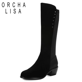 ORCHA LISA Knee boots Genuine leather Cow suede Ladies boots Winter Patchwork Fashion Mid heels Button Flock Cool Party C007
ORCHA LISA Knee boots Genuine leather Cow suede Ladies boots Winter Patchwork Fashion Mid heels Button Flock Cool Party C007