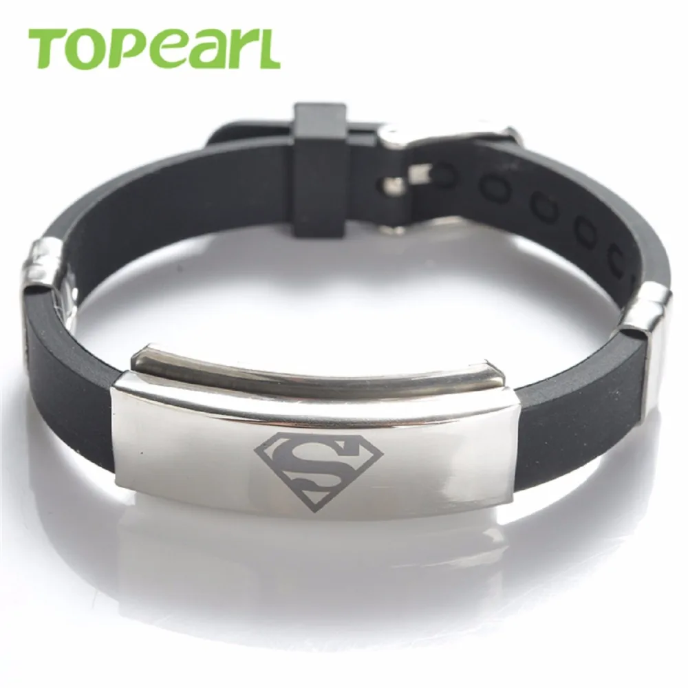 CKKU Jewelry 5pcs/LOT Black Rubber Stainless Steel Superman Symbol Bracelet for Men Boys Gift MEB224
CKKU Jewelry 5pcs/LOT Black Rubber Stainless Steel Superman Symbol Bracelet for Men Boys Gift MEB224