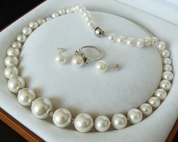 RARE REAL 8-14MM SOUTH WHITE SEA SHELL PEARL NECKLACE RING EARRINGS 18" AAA style>Lovely Women's Wedding Jewelry Pretty
RARE REAL 8-14MM SOUTH WHITE SEA SHELL PEARL NECKLACE RING EARRINGS 18" AAA style>Lovely Women's Wedding Jewelry Pretty