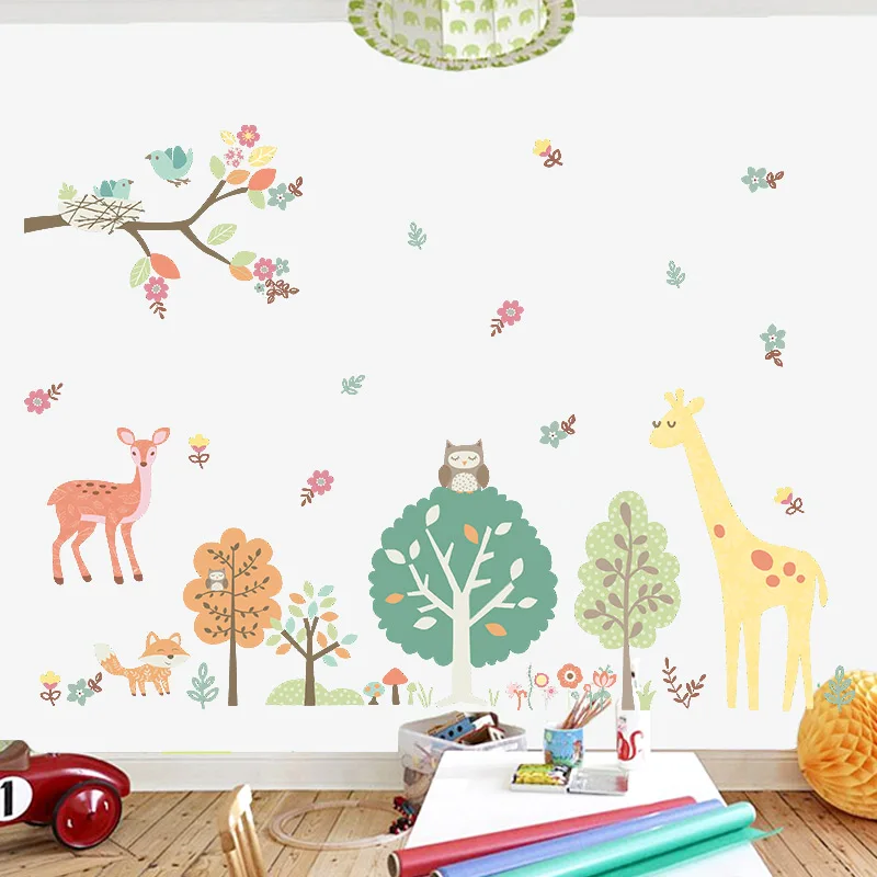 Forest Tree Animals Giraffe Deer wall stickers decorative stickers for kids baby nursery bedroom decor poster children decal
Forest Tree Animals Giraffe Deer wall stickers decorative stickers for kids baby nursery bedroom decor poster children decal