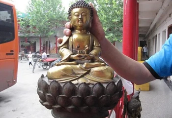 13" Tibetan Healing Buddhism Temple Copper Gild Sakyamuni Tathagata Amitayus Buddha Statue cooking tools Decoration Brass Bronze
13" Tibetan Healing Buddhism Temple Copper Gild Sakyamuni Tathagata Amitayus Buddha Statue cooking tools Decoration Brass Bronze