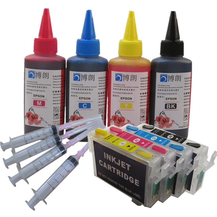 T1281 refillable ink cartridge for epson Stylus SX438W SX440W SX445W Office BX305F BX305FW printer +4 Color Dye Ink 400ml
T1281 refillable ink cartridge for epson Stylus SX438W SX440W SX445W Office BX305F BX305FW printer +4 Color Dye Ink 400ml