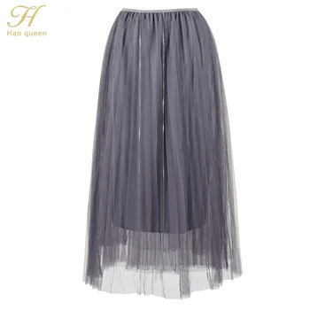 H Han Queen 2018 Spring New Tulle Beading Women Skirts Elasticity High Waist Pleated Skirt Casual Sexy Slim Long Saia Feminina
H Han Queen 2018 Spring New Tulle Beading Women Skirts Elasticity High Waist Pleated Skirt Casual Sexy Slim Long Saia Feminina