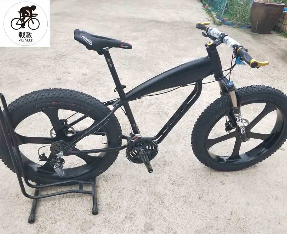 Kalosse 5 spokes wheels aluminum alloy frame Fat bike Snow bike 26*4.0 inch tires 24/27/30 speed
Kalosse 5 spokes wheels aluminum alloy frame Fat bike Snow bike 26*4.0 inch tires 24/27/30 speed