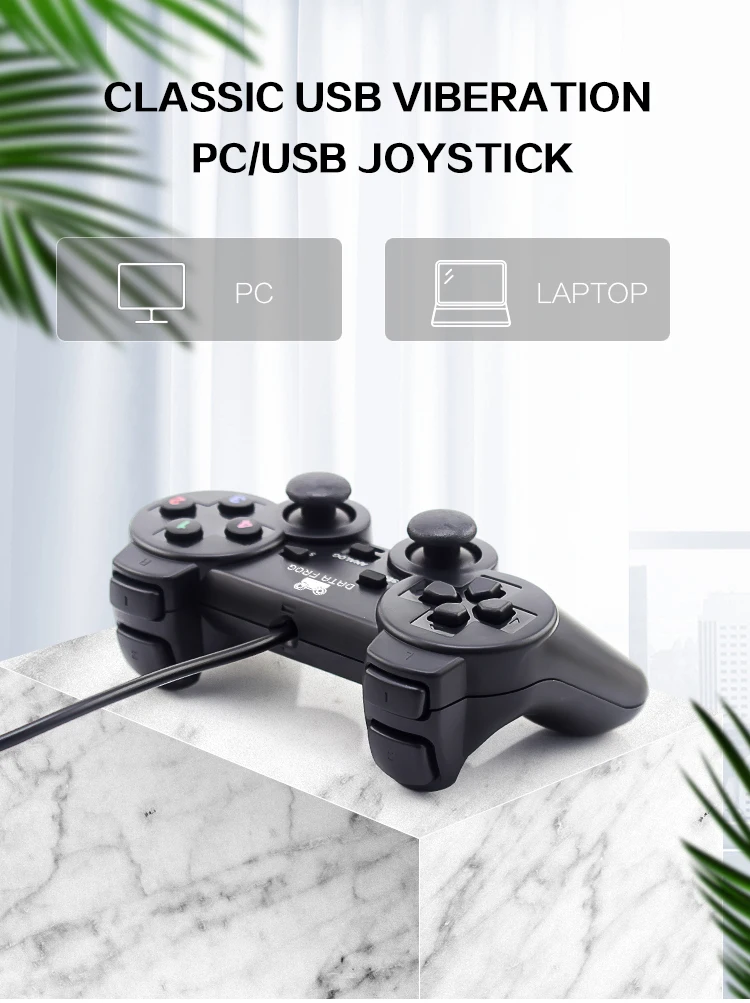 Vibration Joystick Wired USB PC Controller For PC Computer Laptop For WinXP/Win7/Win8/Win10 For Vista Black Gamepad