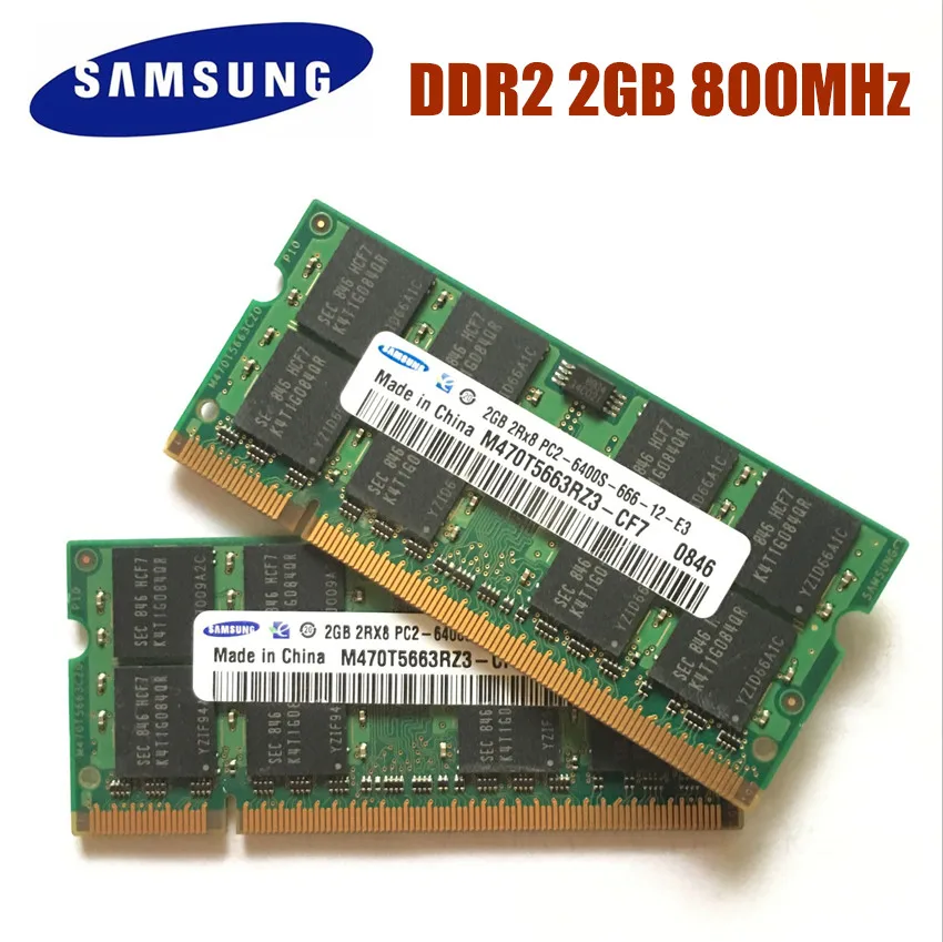 

Samsung Laptop memory 4GB 2x2GB 800MHz PC2-6400 DDR2 Notebook RAM 4G 800 6400S 2G 200-pin SO-DIMM